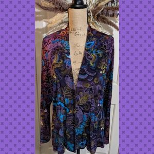 Chico's Travelers Acetate Cardigan, Size 3 , Women's Top, Multicolored